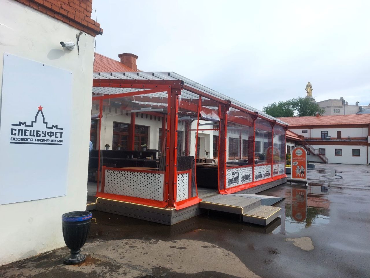 ПВХ шторы для летней террасы кафе в Коломне